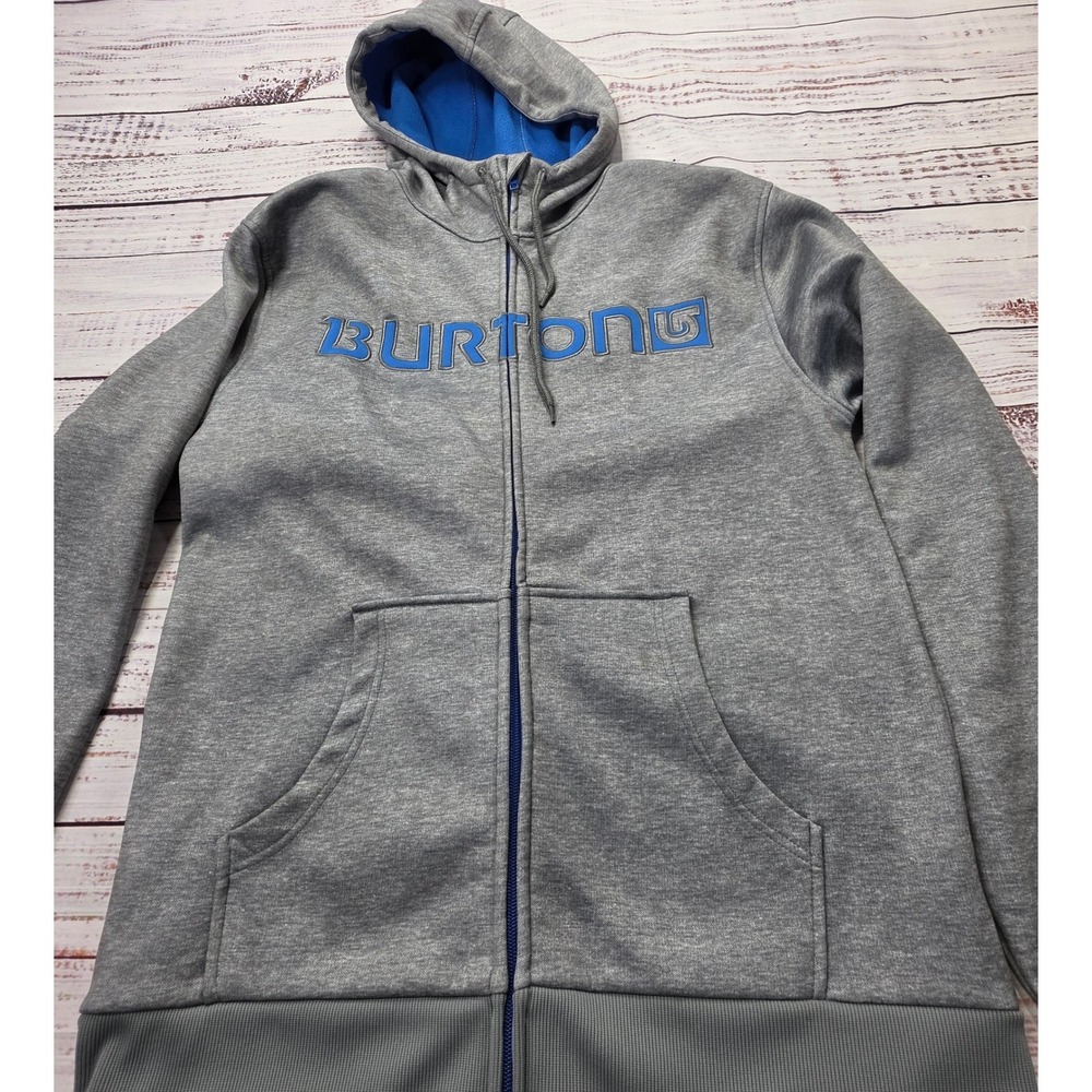 Burton‎ Full Zip Hoodie Mens Large Gray Excellent DryRide Fleece Lined Logo - Picture 4 of 6